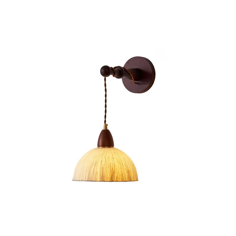 Wall Lamp Rice Paper Shade Wood Arm Soft Ambient Cozy Minimalist - Letslighting