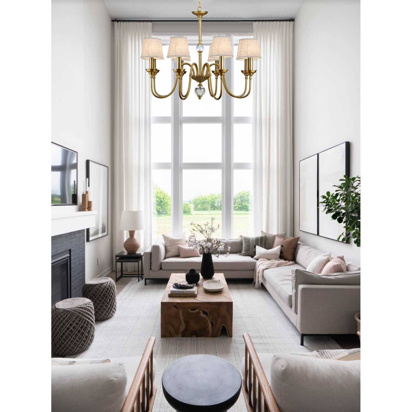 Blur Postmodern Luxury Brass Crystal Fabric Chandelier - Letslighting