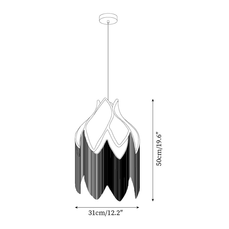 Pendant Lamp with Floral Petal Fabric Shade Fringe Bohemian - Letslighting