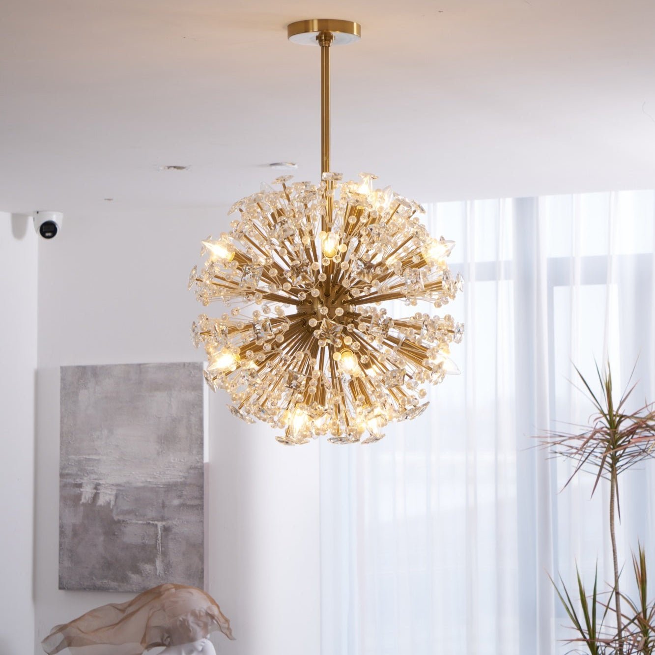Aurora Chandelier Dickinson Gold Crystal Starburst - Letslighting