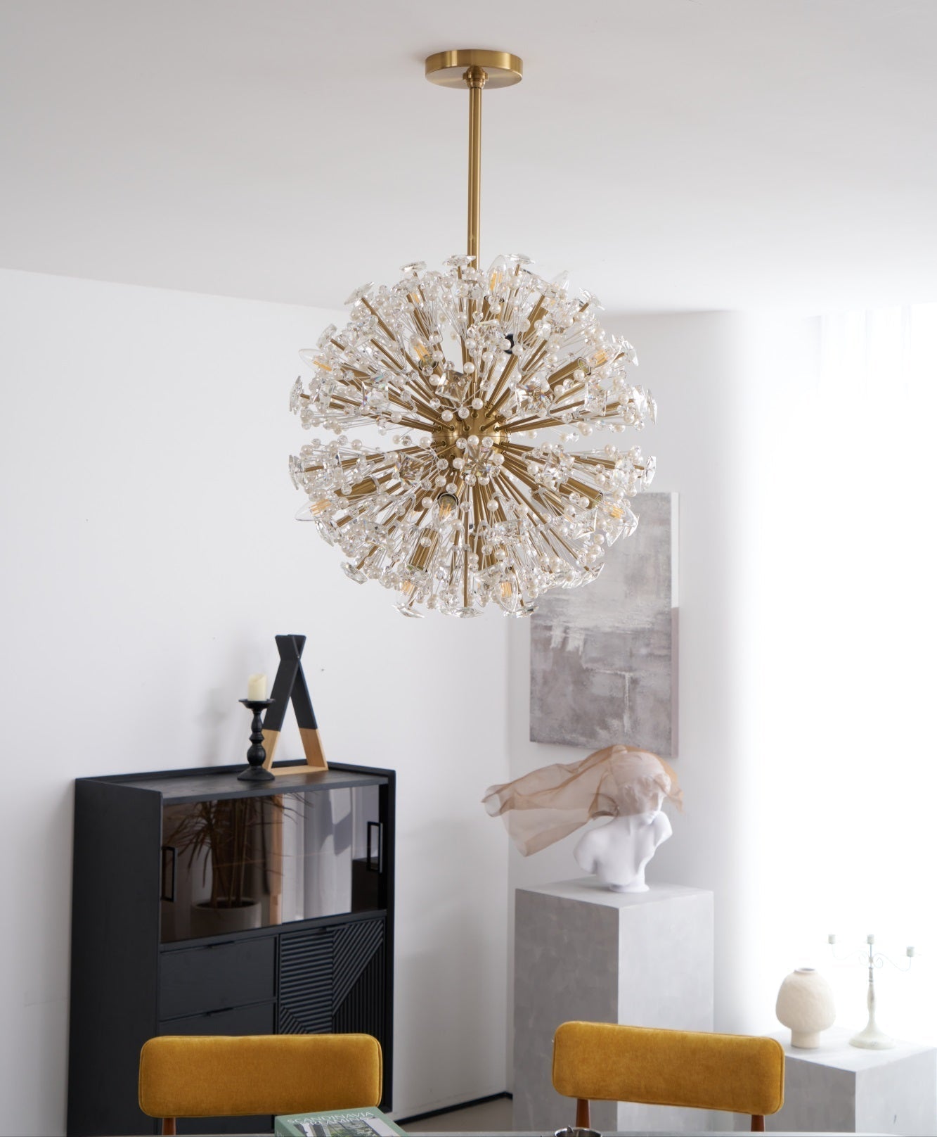 Aurora Chandelier Dickinson Gold Crystal Starburst - Letslighting