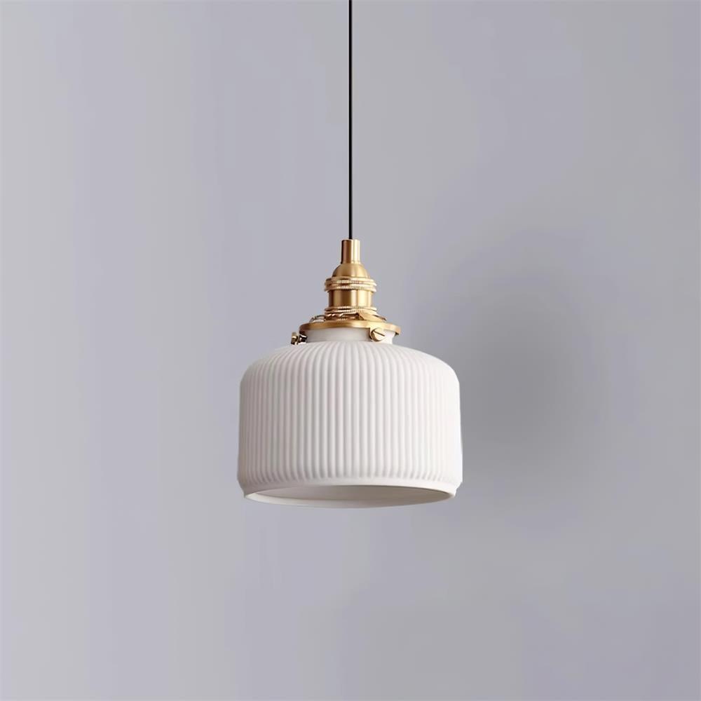 Pendant Lamp Ribbed Ceramic Shade with Gold Fitting Art - Letslighting