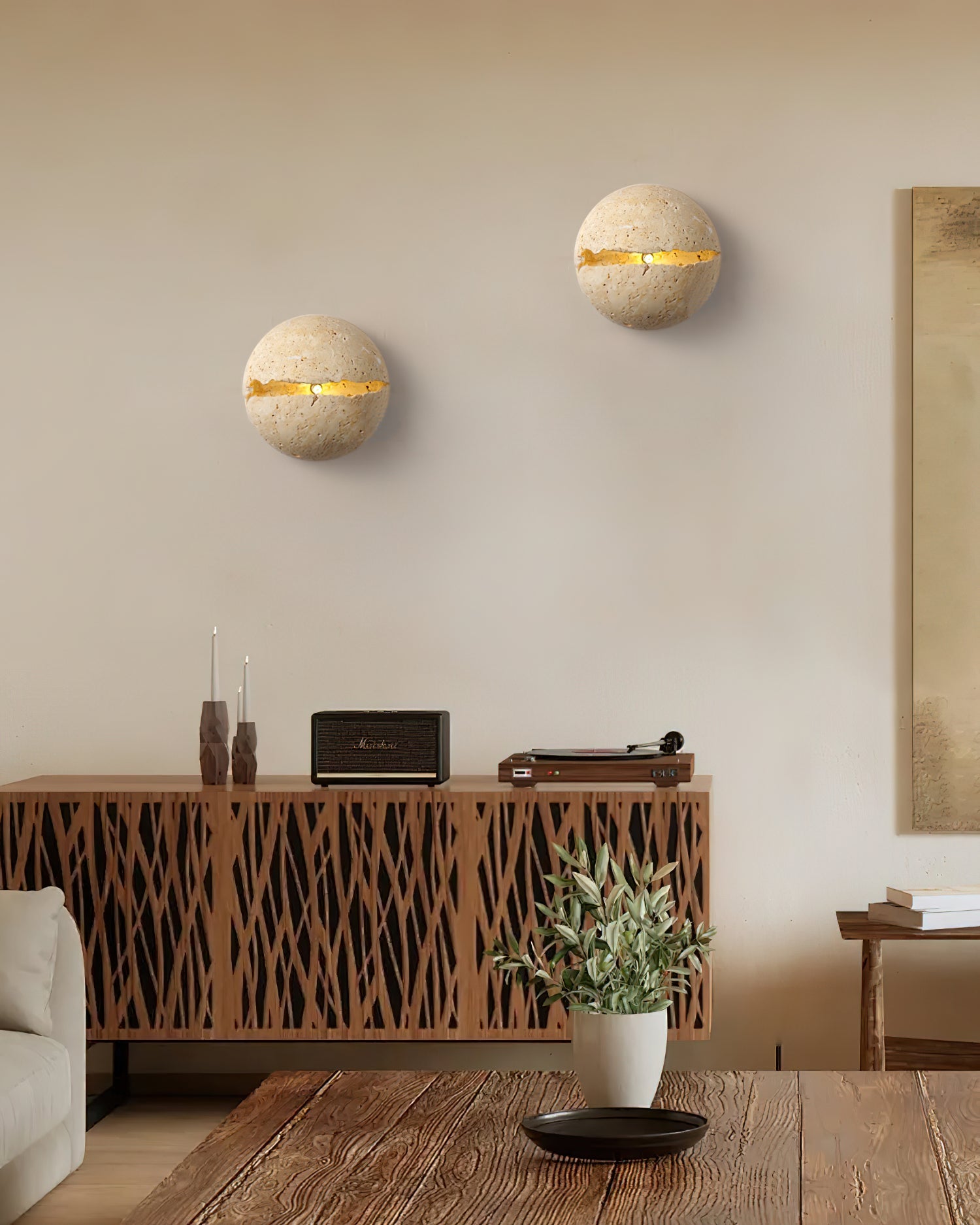 Dinosaur Egg Travertine Wall Lamp - Letslighting