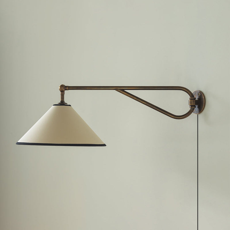 Gild Vintage Plug-in Brass Fabric Wall Lamp - Letslighting