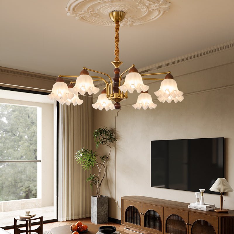 Lylaeen Elegance Vintage Glass Wood Chandelier - Letslighting