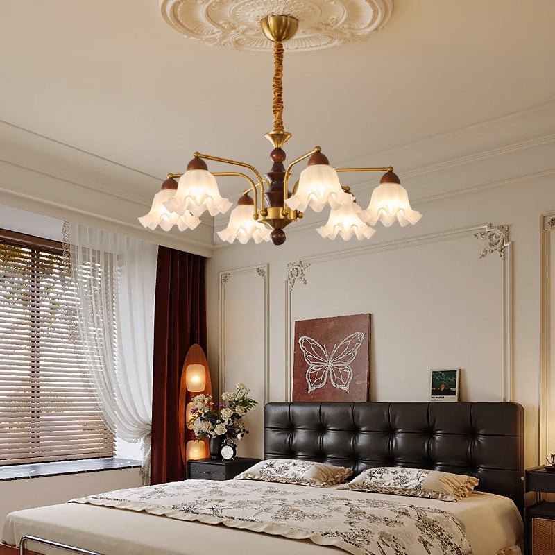 Lylaeen Elegance Vintage Glass Wood Chandelier - Letslighting