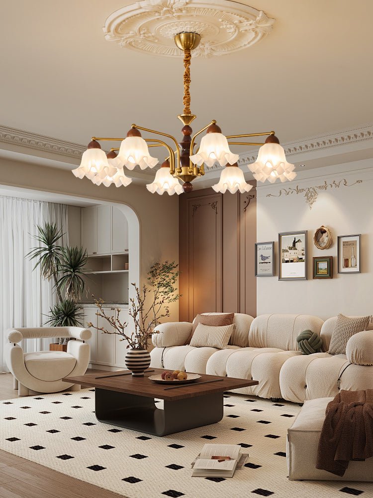 Lylaeen Elegance Vintage Glass Wood Chandelier - Letslighting