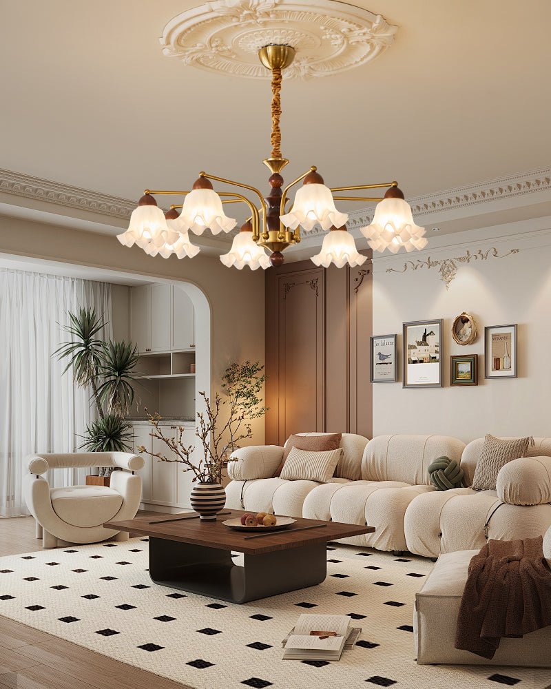 Lylaeen Elegance Vintage Glass Wood Chandelier - Letslighting