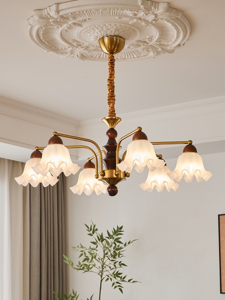 Lylaeen Elegance Vintage Glass Wood Chandelier - Letslighting