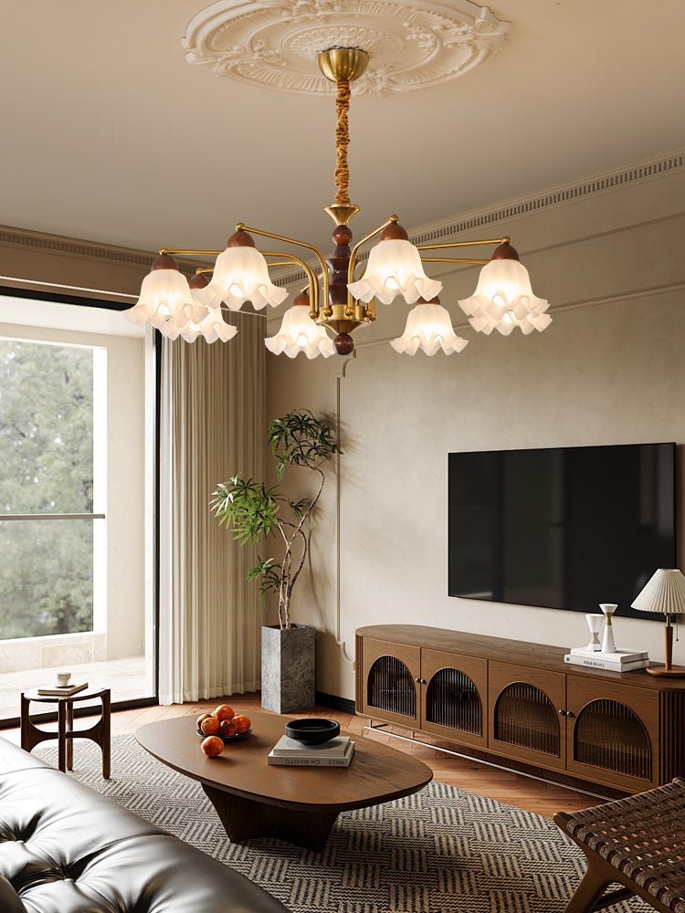 Lylaeen Elegance Vintage Glass Wood Chandelier - Letslighting