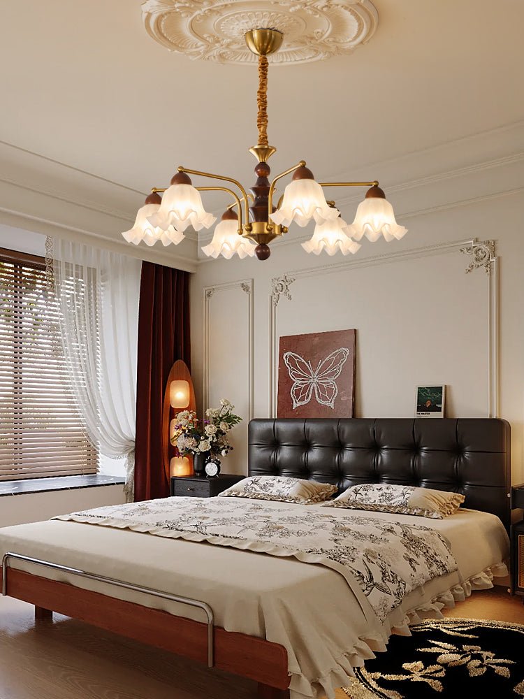 Lylaeen Elegance Vintage Glass Wood Chandelier - Letslighting