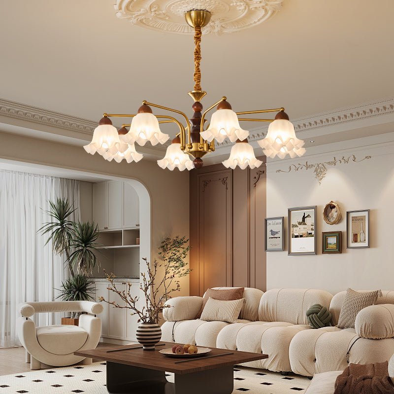 Lylaeen Elegance Vintage Glass Wood Chandelier - Letslighting