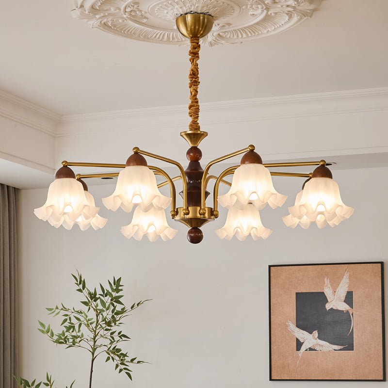 Lylaeen Elegance Vintage Glass Wood Chandelier - Letslighting