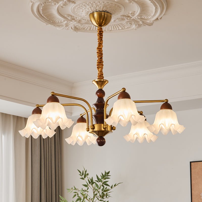 Lylaeen Elegance Vintage Glass Wood Chandelier - Letslighting