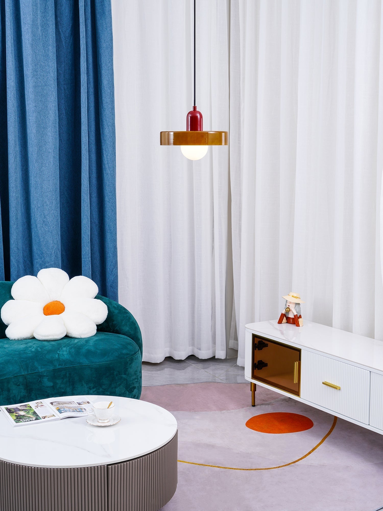 Jovial Minimalist Disc Orb Swag Glass Pendant Lights Plug-in - Letslighting