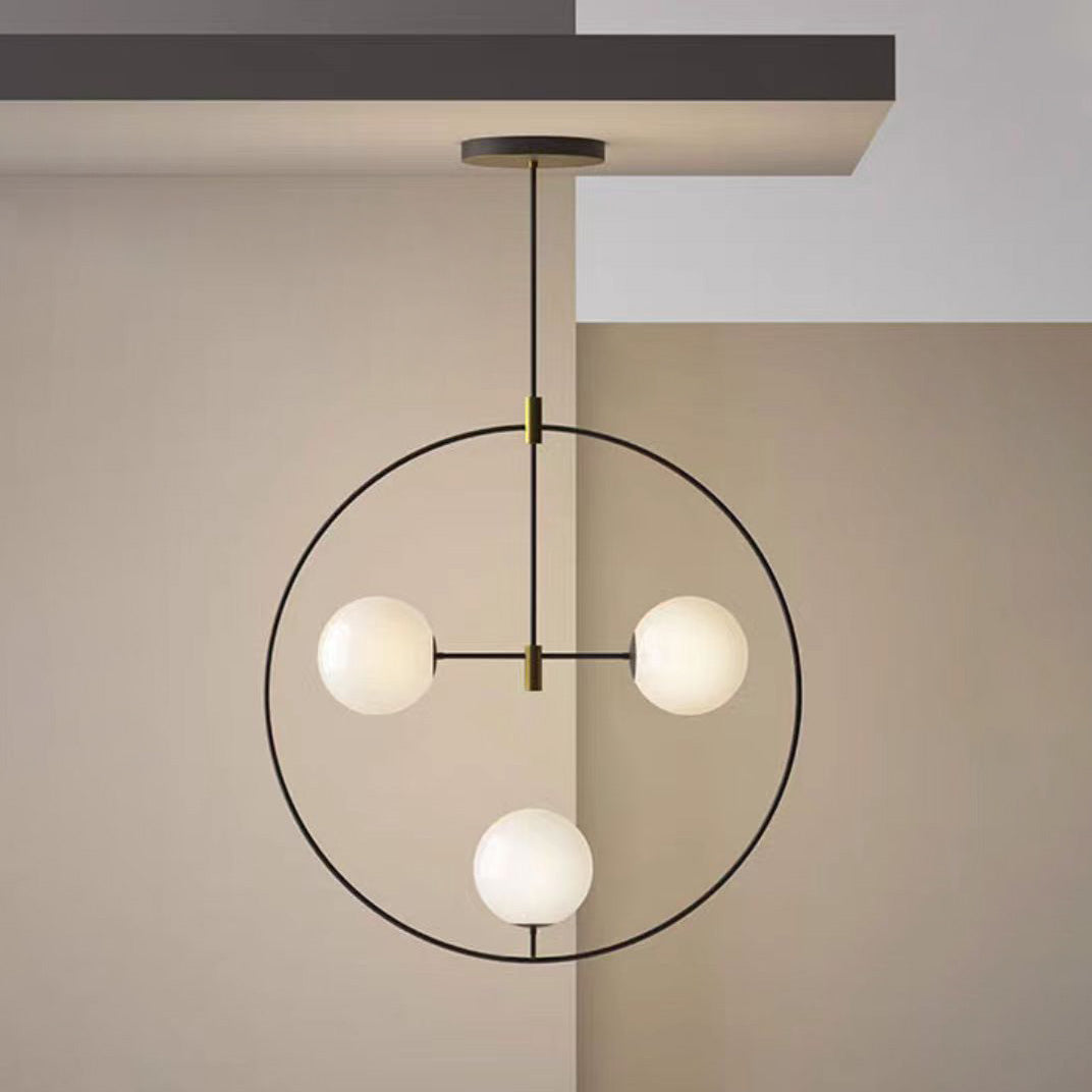 Nexus Modern Minimalist Round Brass Glass Chandelier - Letslighting
