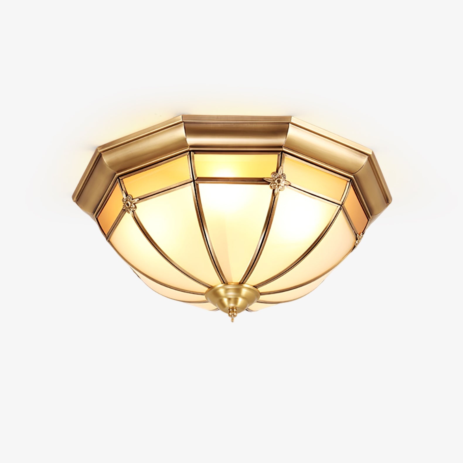 Vovynan Elegance Dome Brass Glass Flush Ceiling Lamp - Letslighting