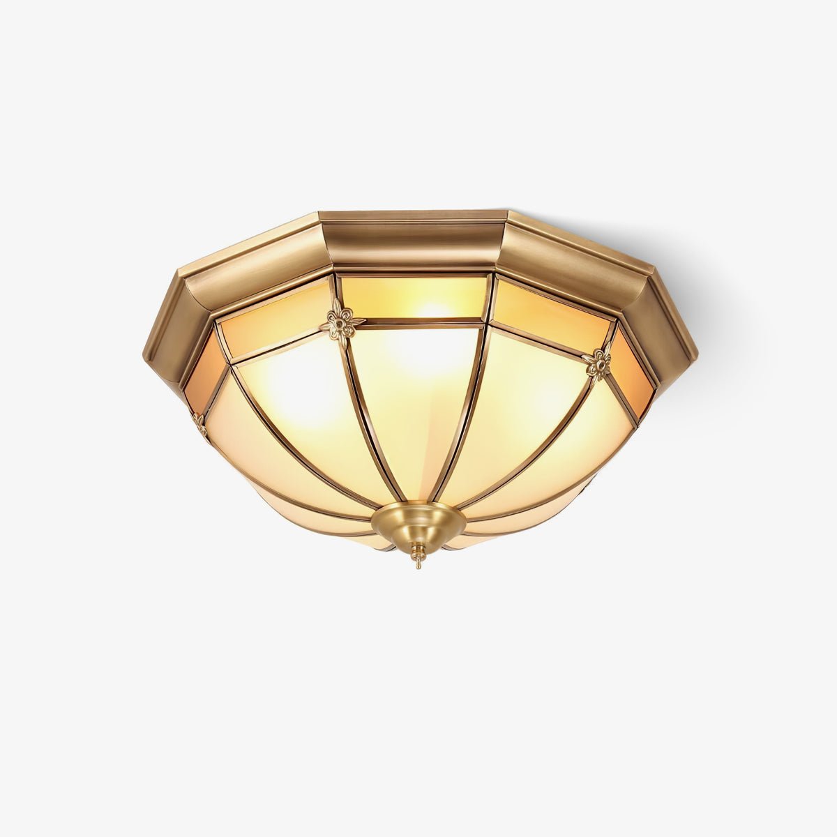 Vovynan Elegance Dome Brass Glass Flush Ceiling Lamp - Letslighting