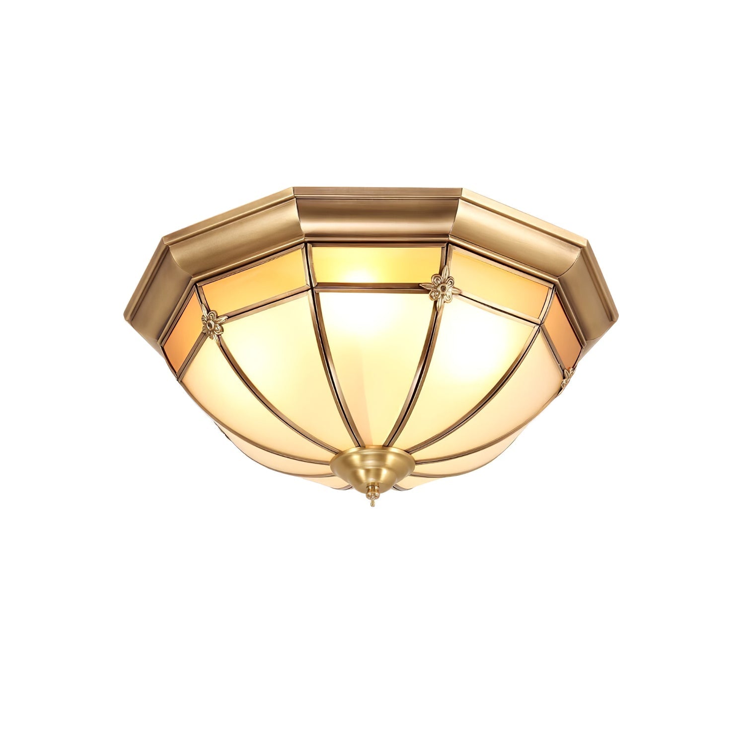 Vovynan Elegance Dome Brass Glass Flush Ceiling Lamp - Letslighting