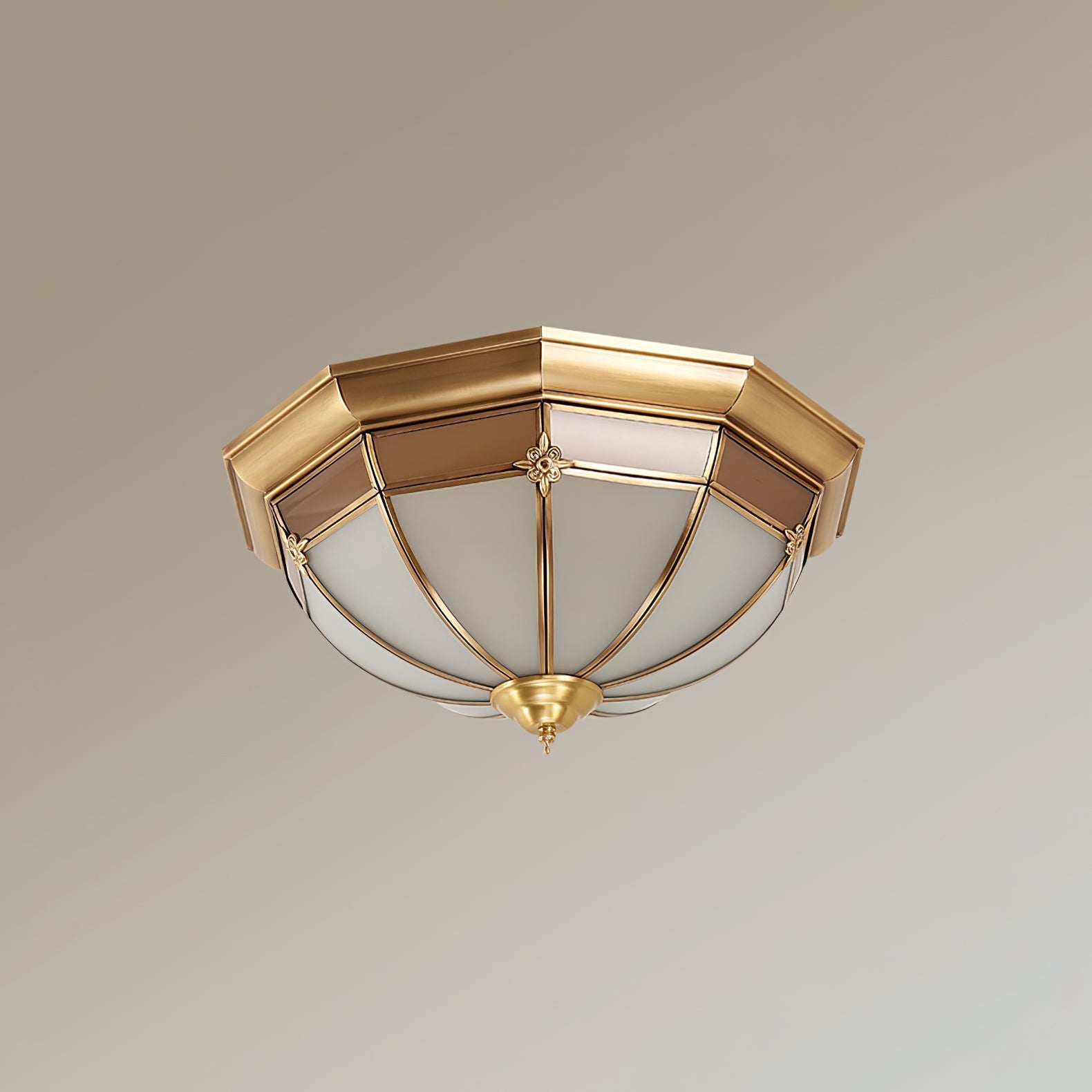 Vovynan Elegance Dome Brass Glass Flush Ceiling Lamp - Letslighting