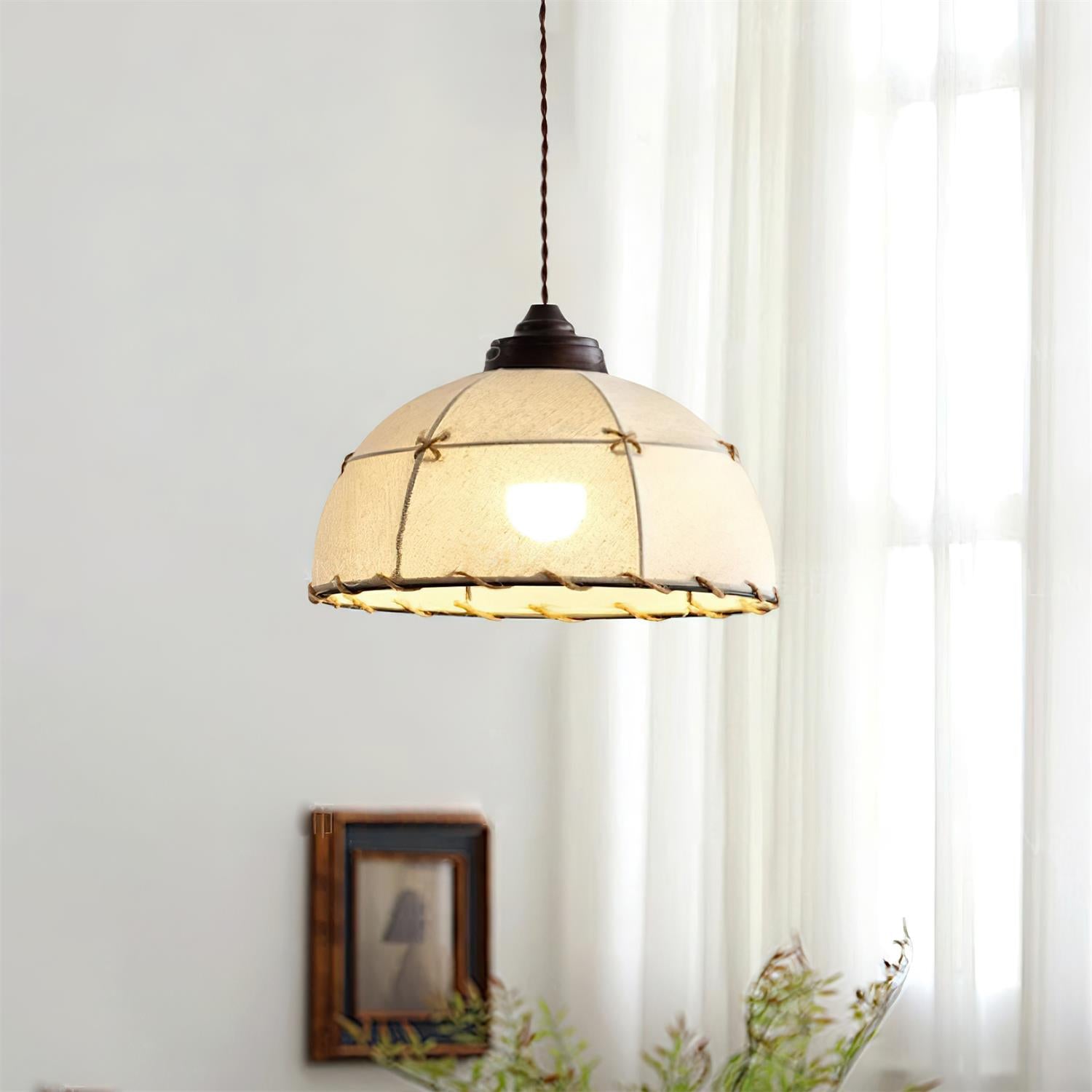 Pendant Light Fabric Dome Shade Vintage Minimalist Soft Glow - Letslighting