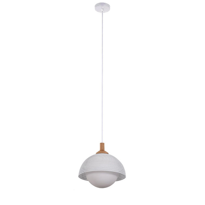 Pith Modern Minimalist Dome Perforated Wooden Pendant Lamp - Letslighting