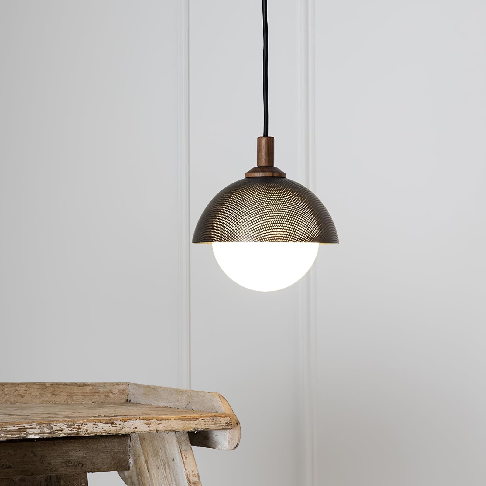 Pith Modern Minimalist Dome Perforated Wooden Pendant Lamp - Letslighting