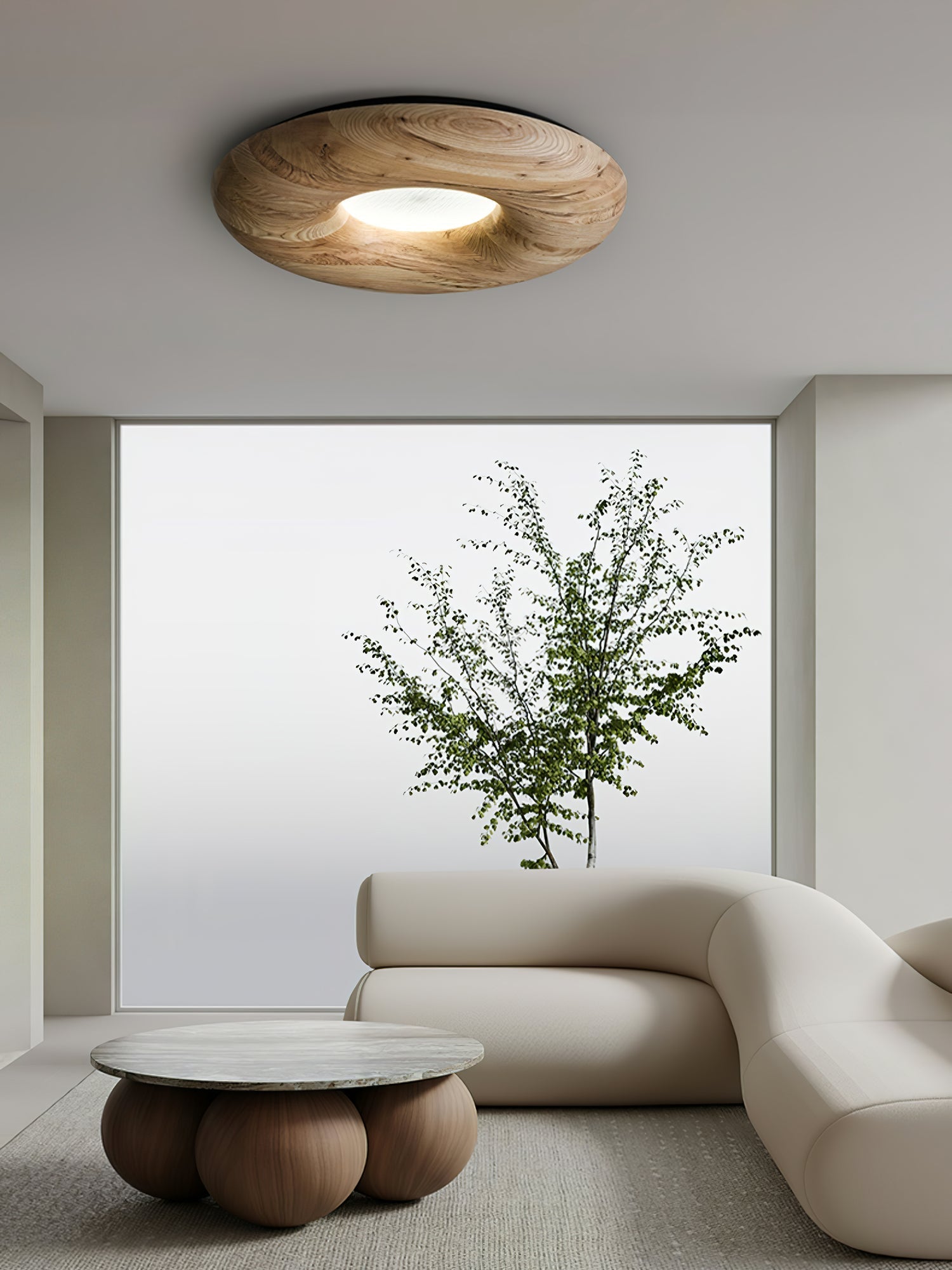 Zosora Organic Oak Flush Mount - Letslighting