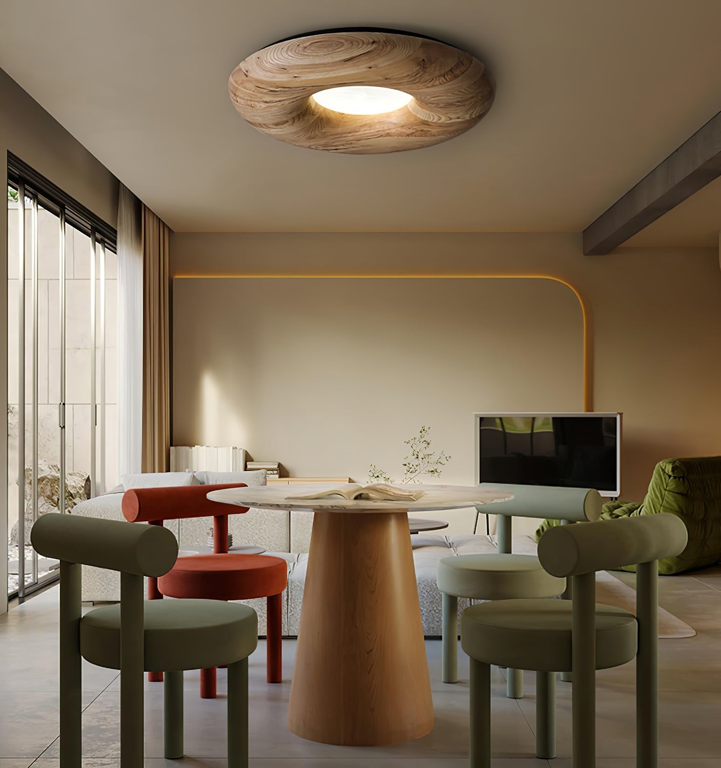 Zosora Organic Oak Flush Mount - Letslighting