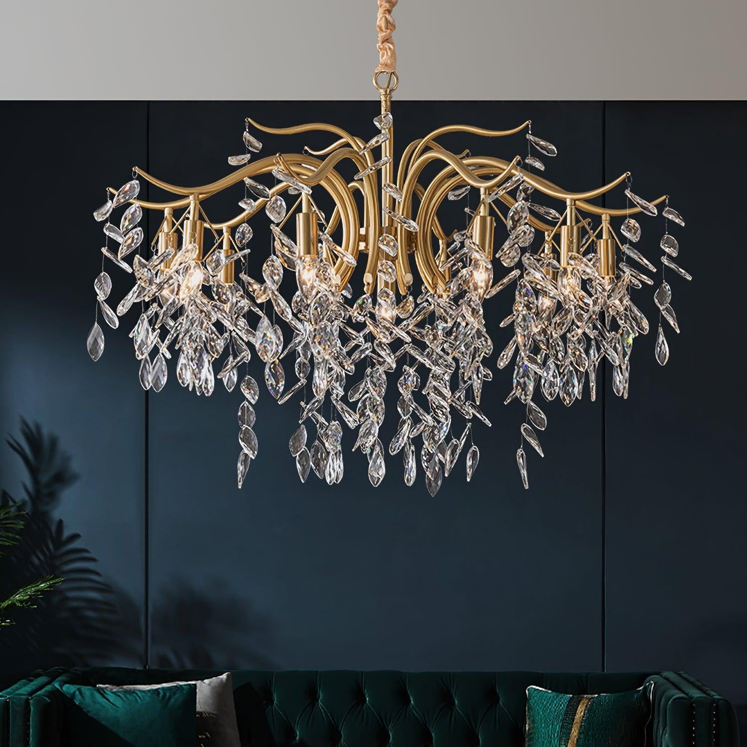 Lustra Chandelier Iron & Crystal Leaf - Letslighting