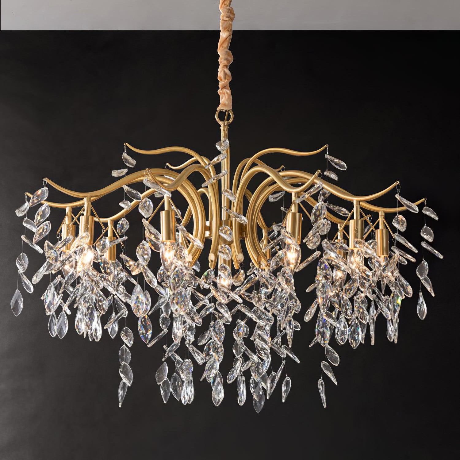 Lustra Chandelier Iron & Crystal Leaf - Letslighting