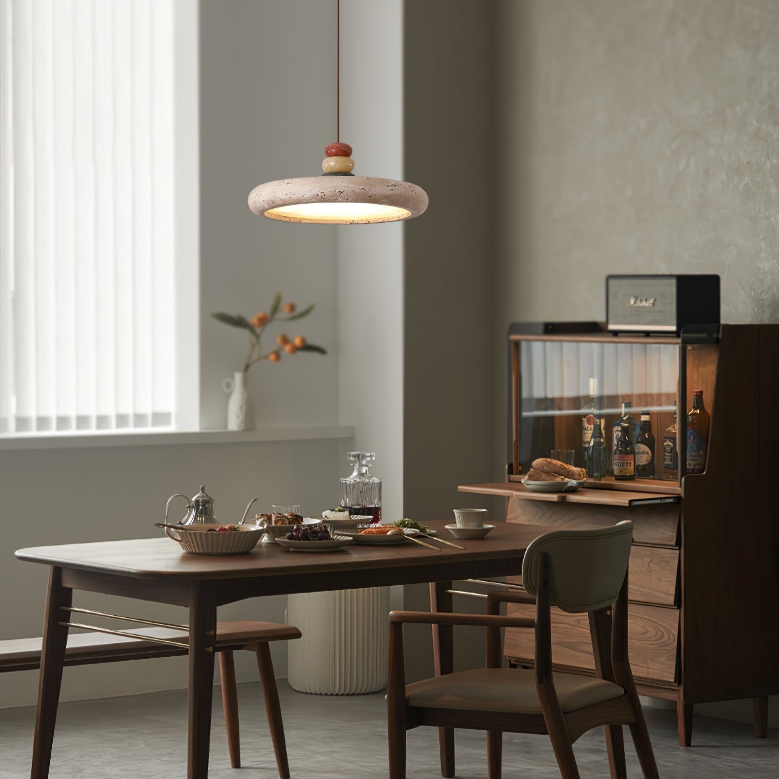Cuvarora Disc Travertine Pendant Light - Letslighting