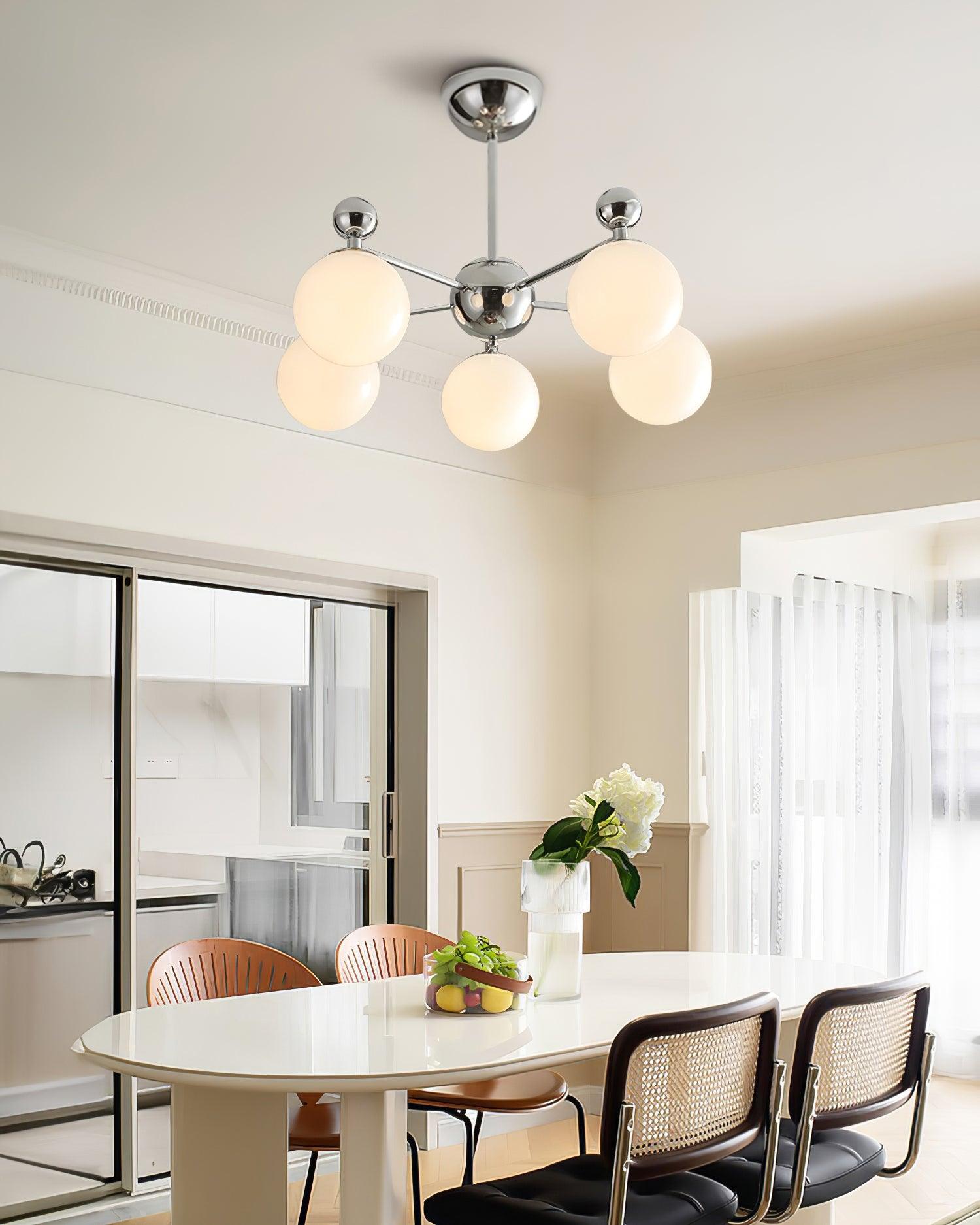 Dori Chandelier Pink Glass Globe Array - Letslighting