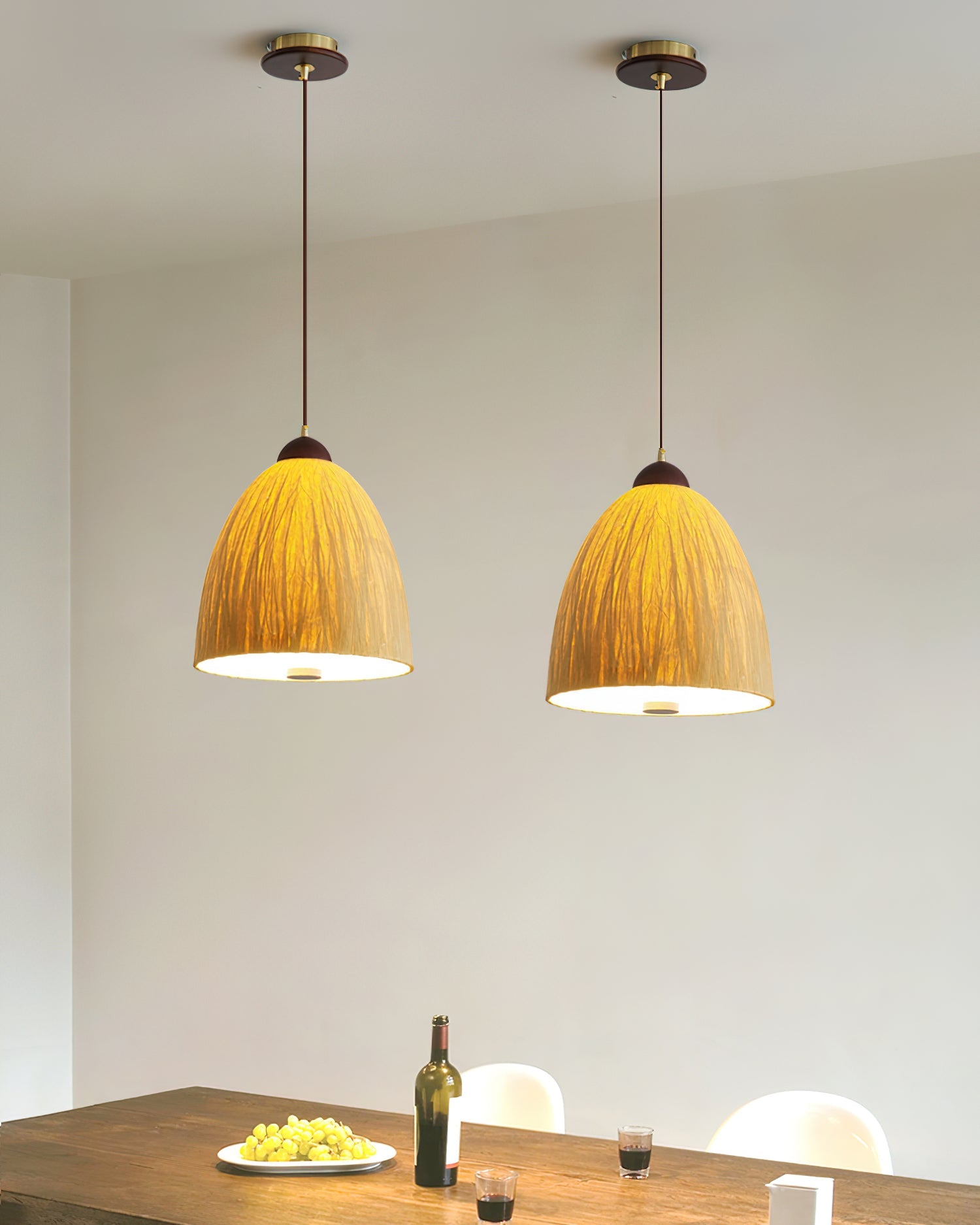 Doria Textured Rice-Paper Pendant Lamp - Letslighting