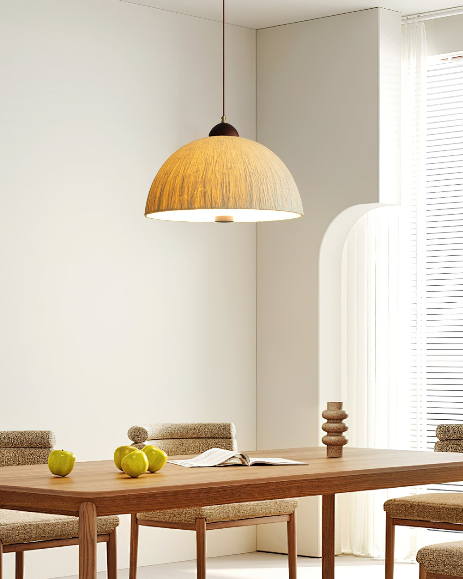 Doria Textured Rice-Paper Pendant Lamp - Letslighting