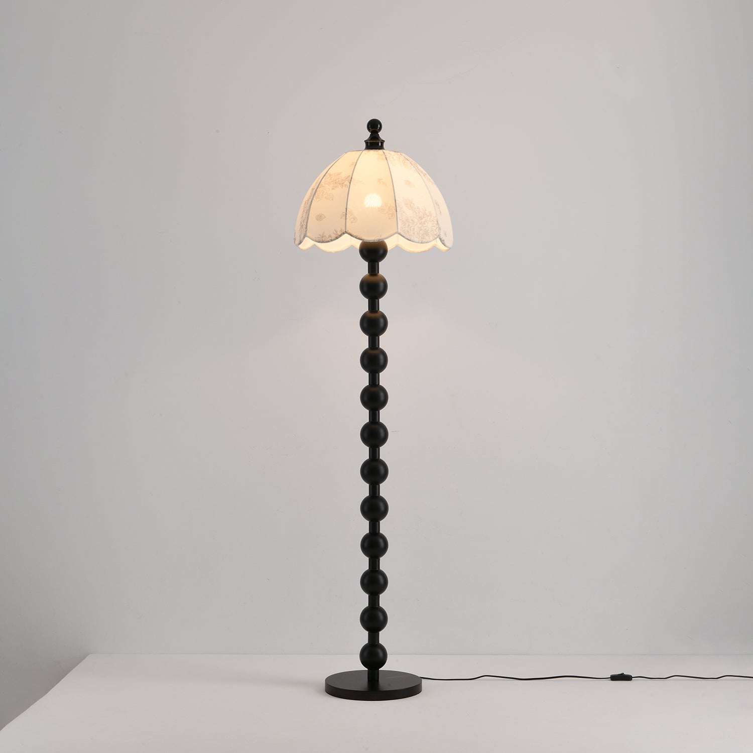 Dottie Vintage Fabric & Wood Floor Lamp