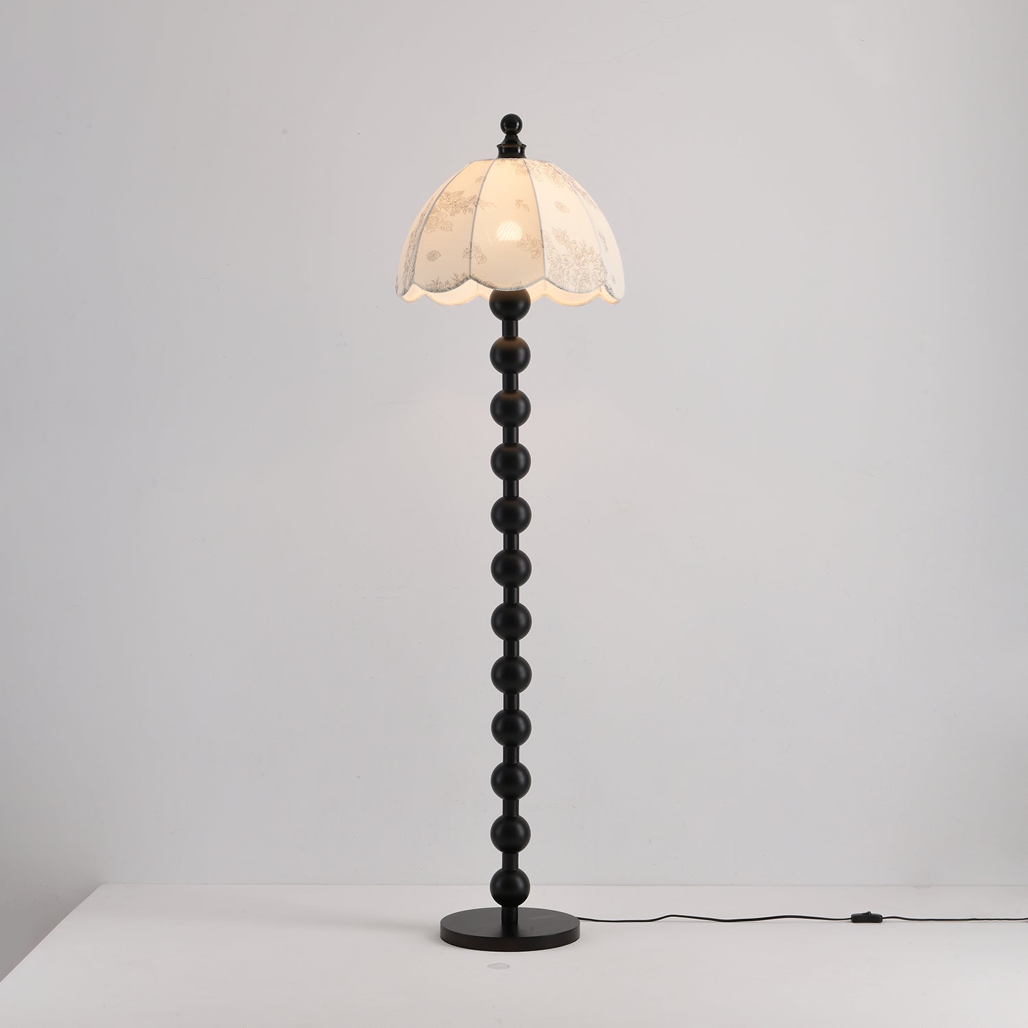 Dottie Vintage Fabric & Wood Floor Lamp