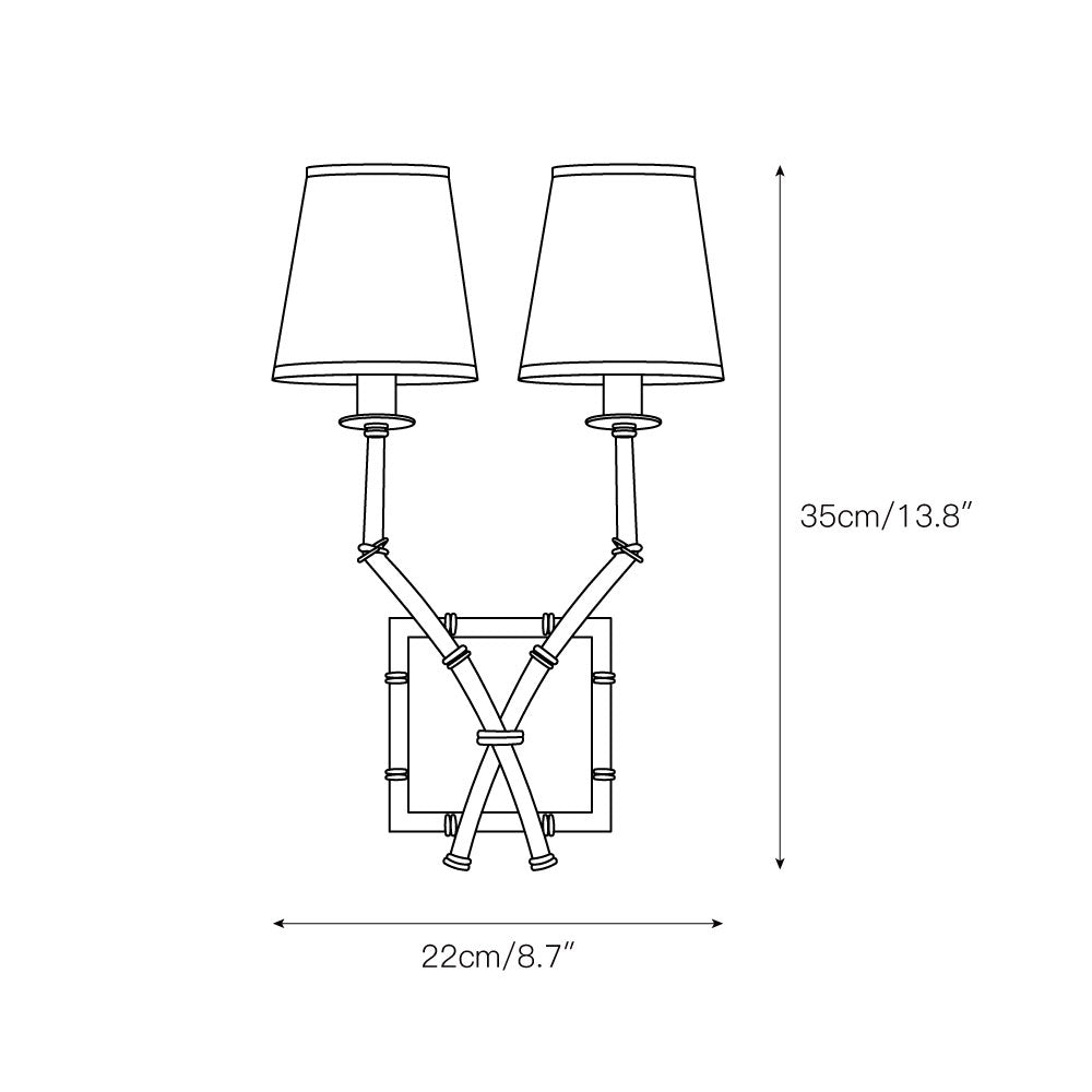 Yelp Vintage Industrial Double Arm Bamboo Fabric Sconce Wall Lamp - Letslighting