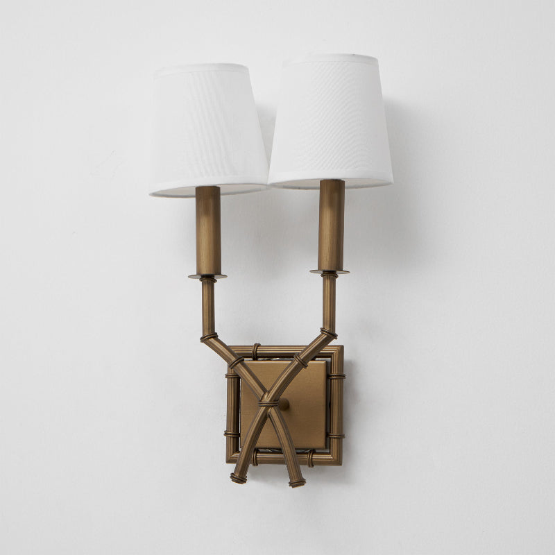 Yelp Vintage Industrial Double Arm Bamboo Fabric Sconce Wall Lamp - Letslighting