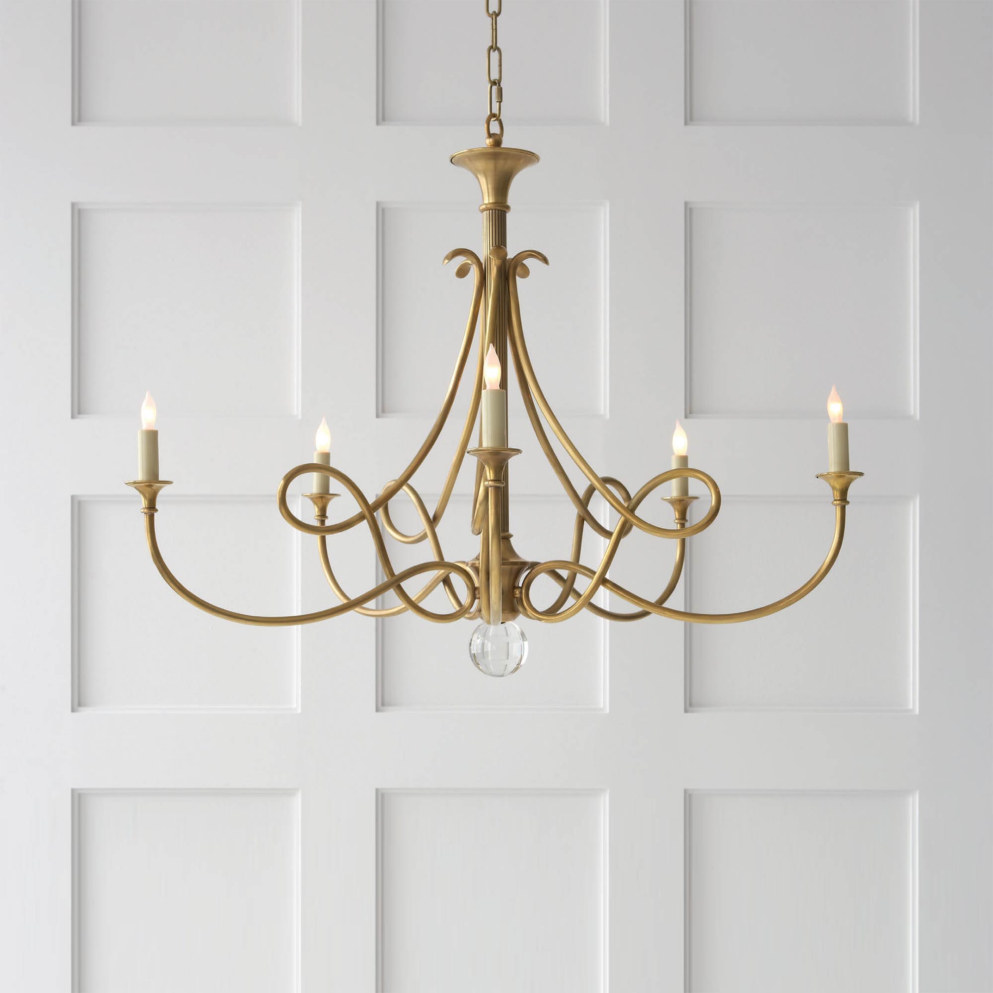 Lustra Chandelier Brass Double Twist Candelabra Crystal - Letslighting