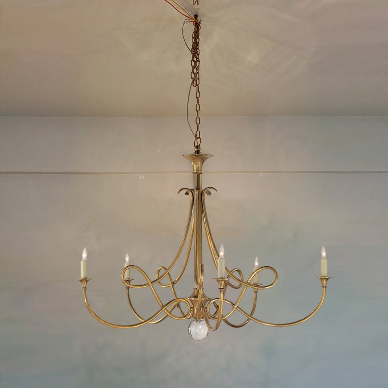 Lustra Chandelier Brass Double Twist Candelabra Crystal - Letslighting