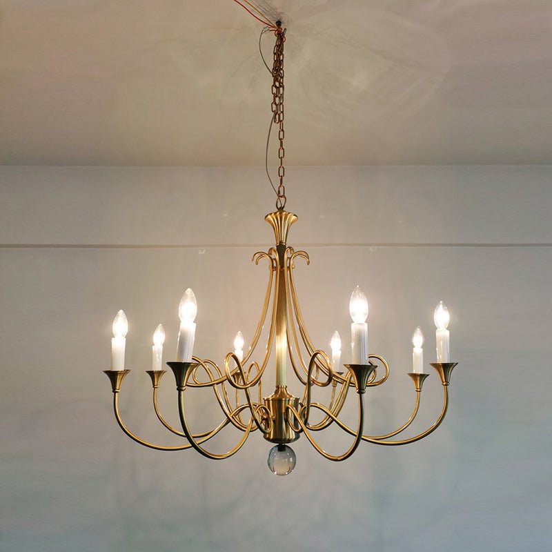 Lustra Chandelier Brass Double Twist Candelabra Crystal - Letslighting