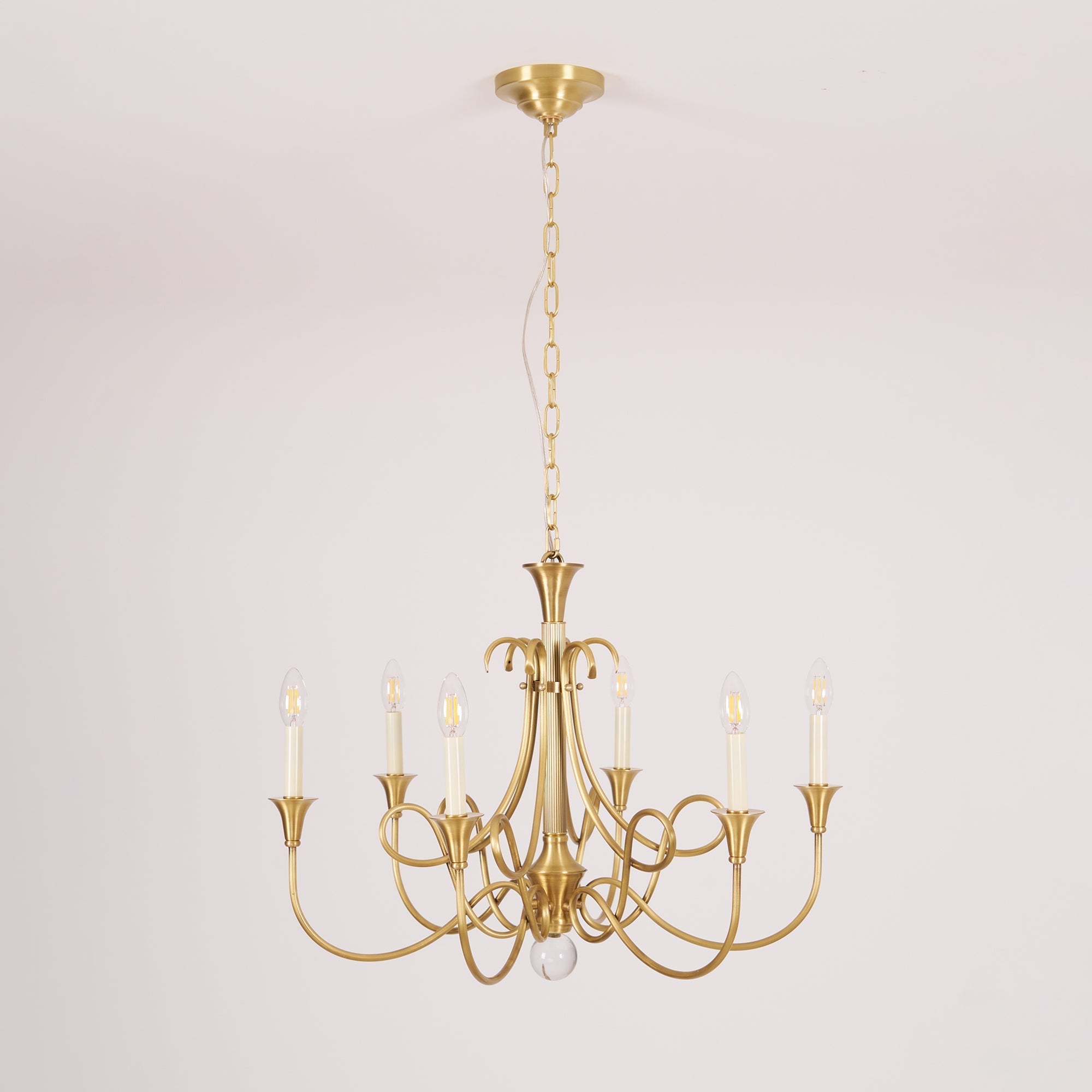 Lustra Chandelier Brass Double Twist Candelabra Crystal - Letslighting