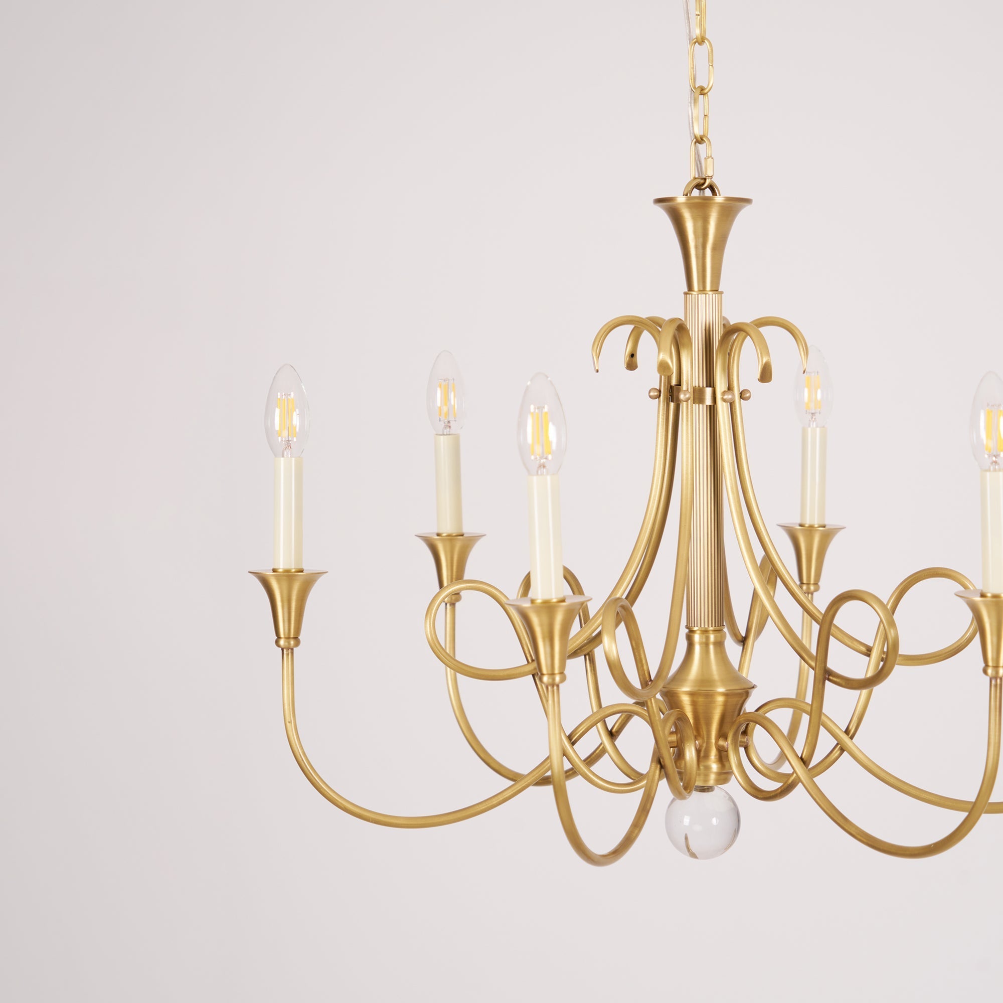 Lustra Chandelier Brass Double Twist Candelabra Crystal - Letslighting