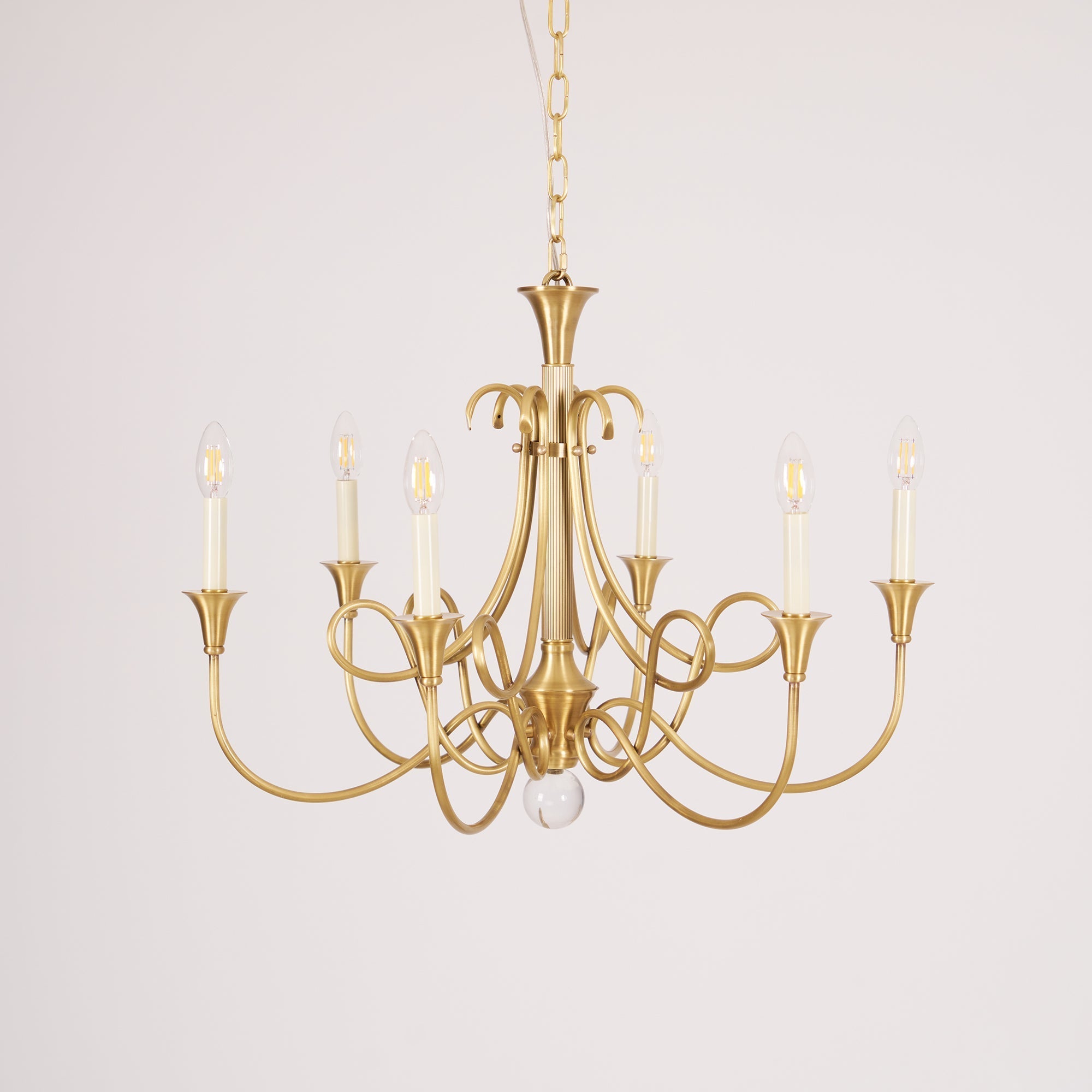 Lustra Chandelier Brass Double Twist Candelabra Crystal - Letslighting