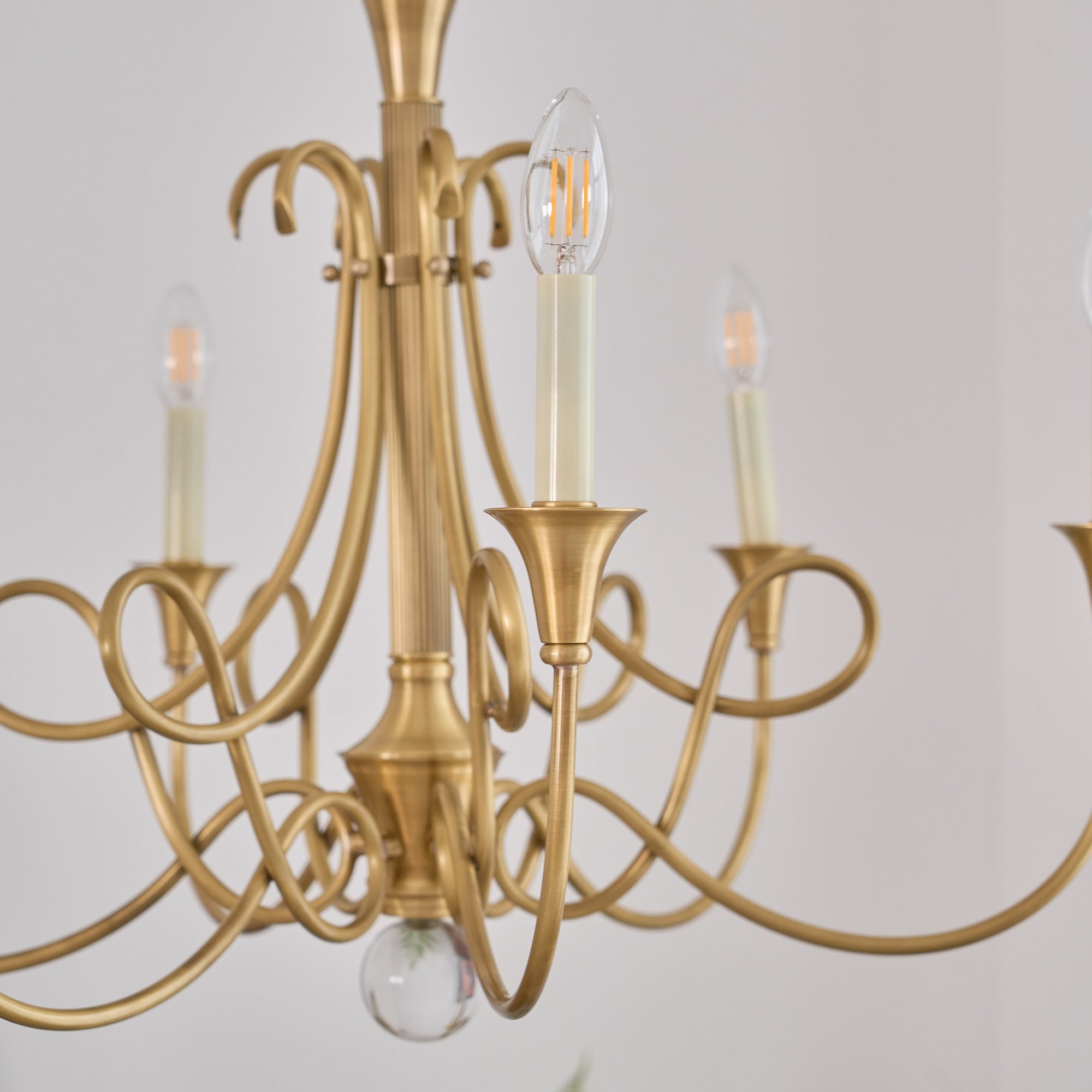 Lustra Chandelier Brass Double Twist Candelabra Crystal - Letslighting