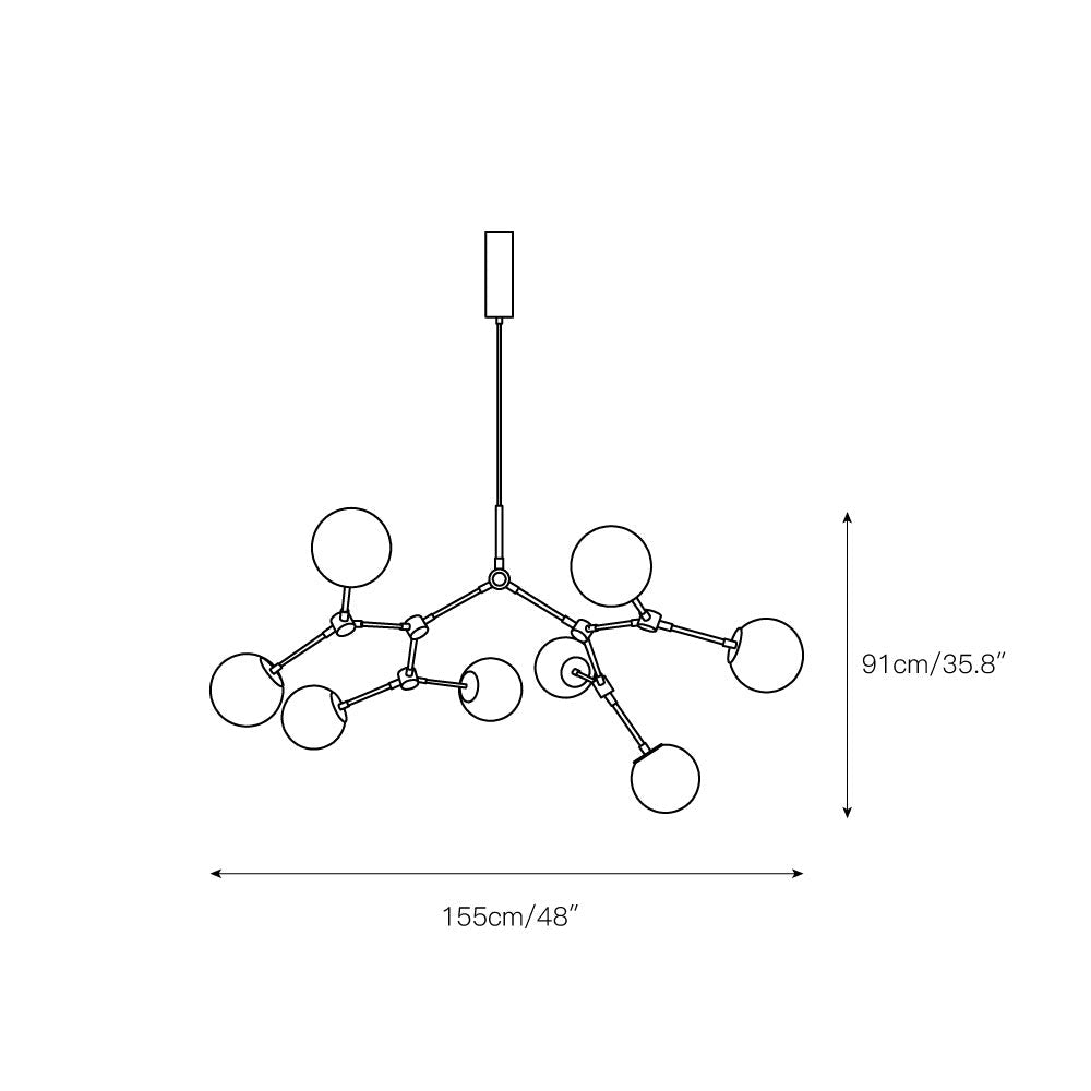 Halo Modern Minimalist Ball Black Glass Chandelier - Letslighting