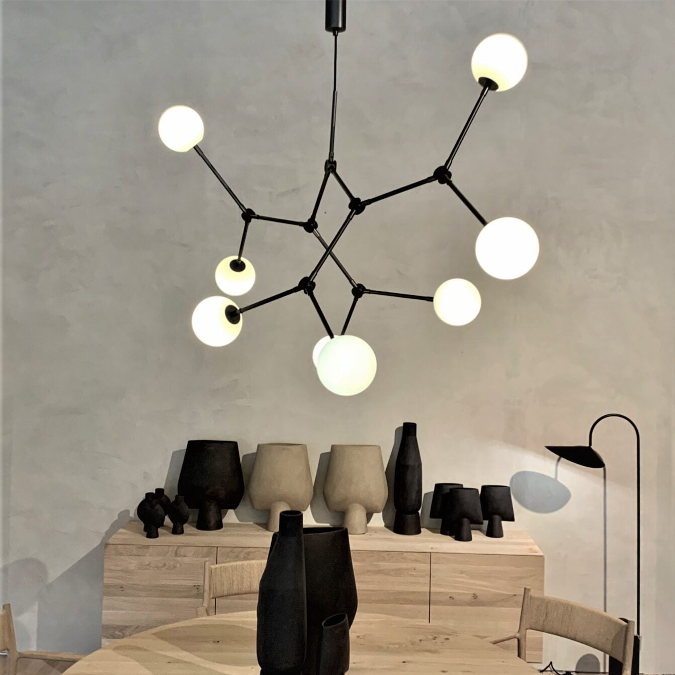 Halo Modern Minimalist Ball Black Glass Chandelier - Letslighting