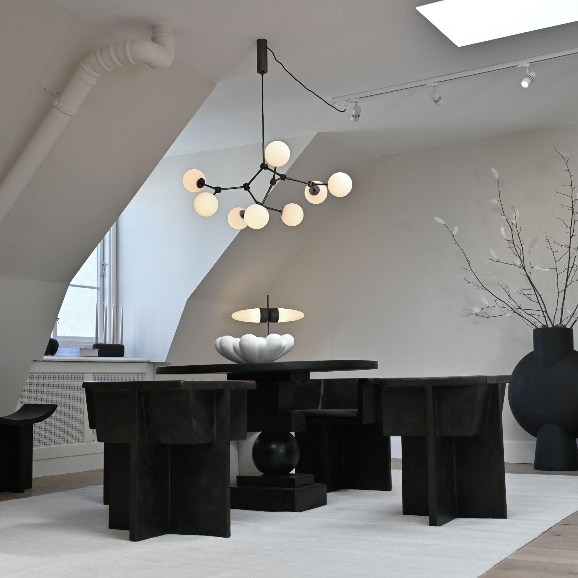 Halo Modern Minimalist Ball Black Glass Chandelier - Letslighting
