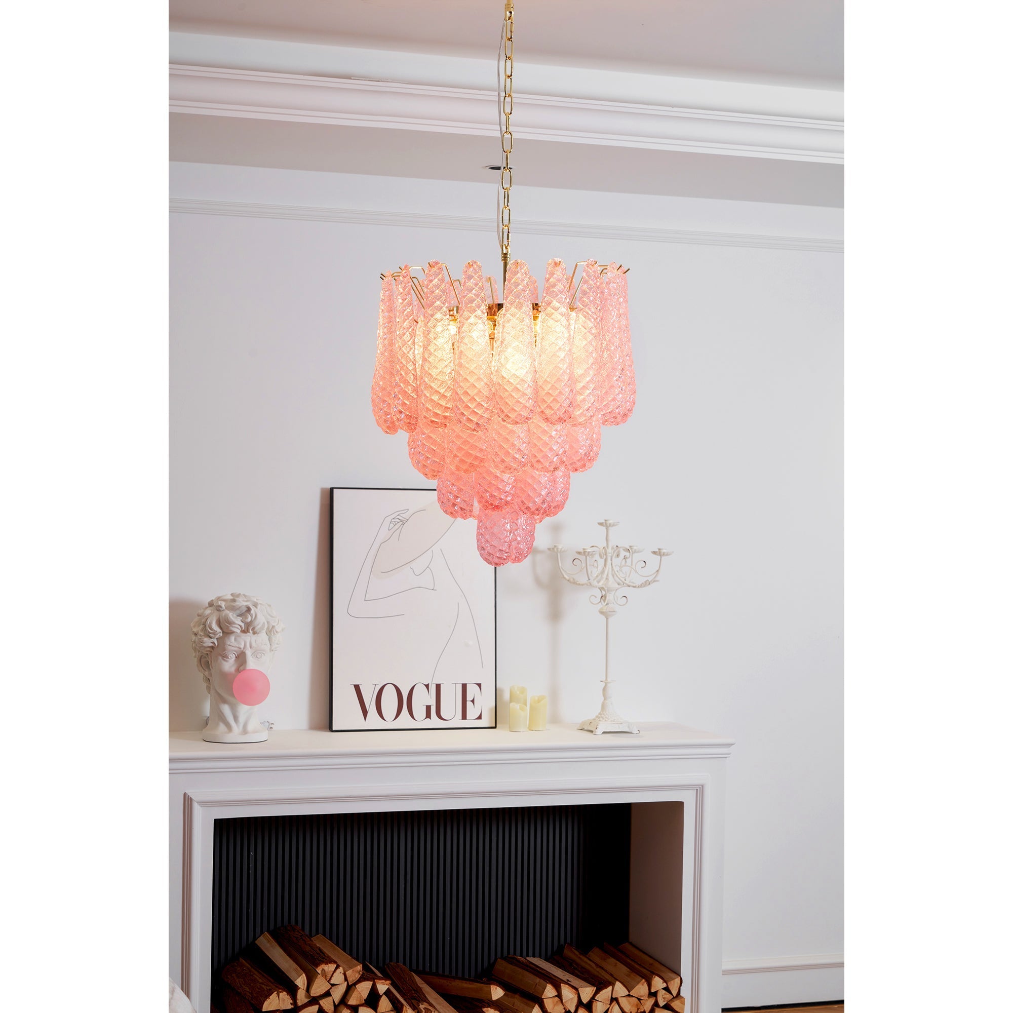 Junto Postmodern Luxury Drop Pink Glass Chandelier - Letslighting